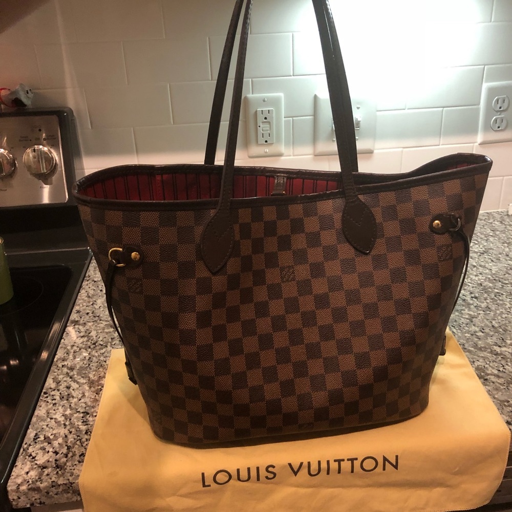 Louis Vuitton Neverfull Bag MM Damier Ebene Purse - Picture 2 of 8